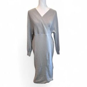 NWT Cupshe Gray Long Sleeve V-Neck‎ Knit Dress Sz Medium